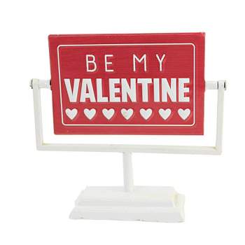 Valentine's Day Spin Sign On Stand  -  One Sign On Stand 7.25 Inches -  Love Heart Xoxo  -   -  Metal  -  White