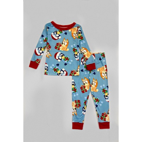 Toddler Boys 2pc Snuggly Soft Bluey And Presents Christmas Pajama Set Blue Target