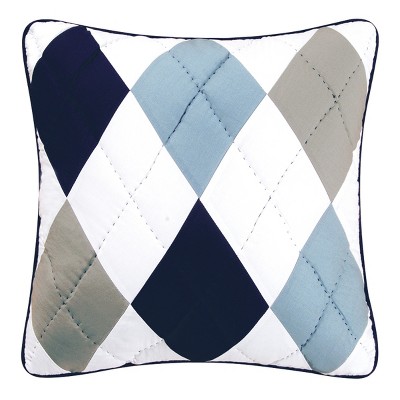 C&F Home 18" x 18" Argyle Blue Quilted Pillow