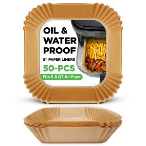 NutriChef 50-Piece Set Disposable Air Fryer Paper Liners—Oilproof Square Parchment Baking Paper for Air Fryers, Ovens, and Grilling - 1 of 4