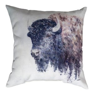 Whispers of the Wild Buffalo 18" Climaweave Outdoor Pillow by Manual Woodworkers and Weavers - 1 of 3