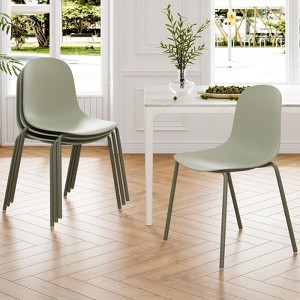 Sapphtopaz Modern Stackable Dining Chairs Set of 4, Plastic Kitchen Chairs with Metal Legs for Indoor & Outdoor Use - 1 of 4