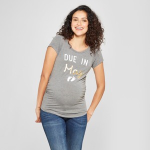 Maternity Due In May Short Sleeve Graphic T-Shirt - Grayson Threads Charcoal Gray S, Women
