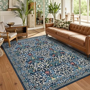TackView Washable Kitchen Runner Rug, Floral 2x6 Rug for Hallway Non Slip Stain Resistant, Ultra-Thin Boho Soft Hallway Rug - 1 of 4