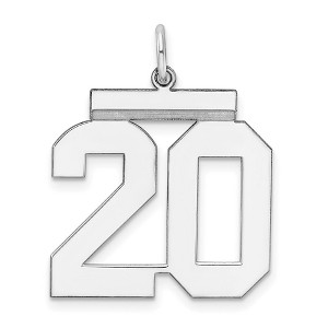 Black Bow Jewelry Sterling Silver, Athletic Collection, Large Polished Number 20 Pendant - 1 of 4