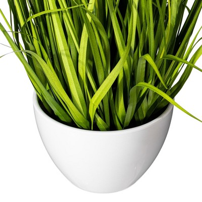 31" Elegant Outdoor Faux Yellow Cosmos & Green Grass Arrangement