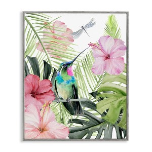 Stupell Industries Hummingbird Tropical Hibiscus Framed Giclee Art - 1 of 4