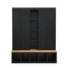 Farmhouse 4-in-1 Hall Tree with Hooks, Entryway Coat Rack and Shoe Storage Cabinet with Seating Bench for Hallway or Living Room-The Pop Home - 3 of 4