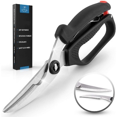 Zulay Kitchen Poultry Shears - Spring-Loaded Heavy Duty Chicken Shears With Anti-Slip Handle & Safety Lock For Meat Game Chicken Bone Herbs & More