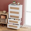 Crestlive Products 5 Drawers Rattan dressers for bedroom Storage Tower Tall Fabric Dresser with Wood Top &Wood Handles - 2 of 4
