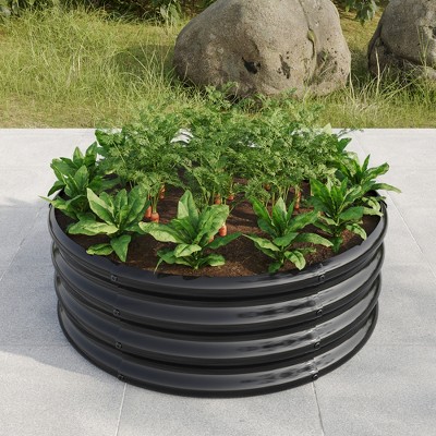 Lycvki Metal 30 in. Round Raised Garedn Bed for Flowers, Herbs, Fruits