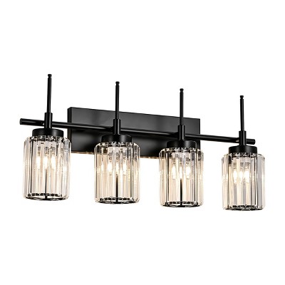 LLHZSY Modern Bathroom Vanity Wall Light Cylinder Bathroom Crystal Wall Sconces - Gold/Black-1/2/3/4/5 light