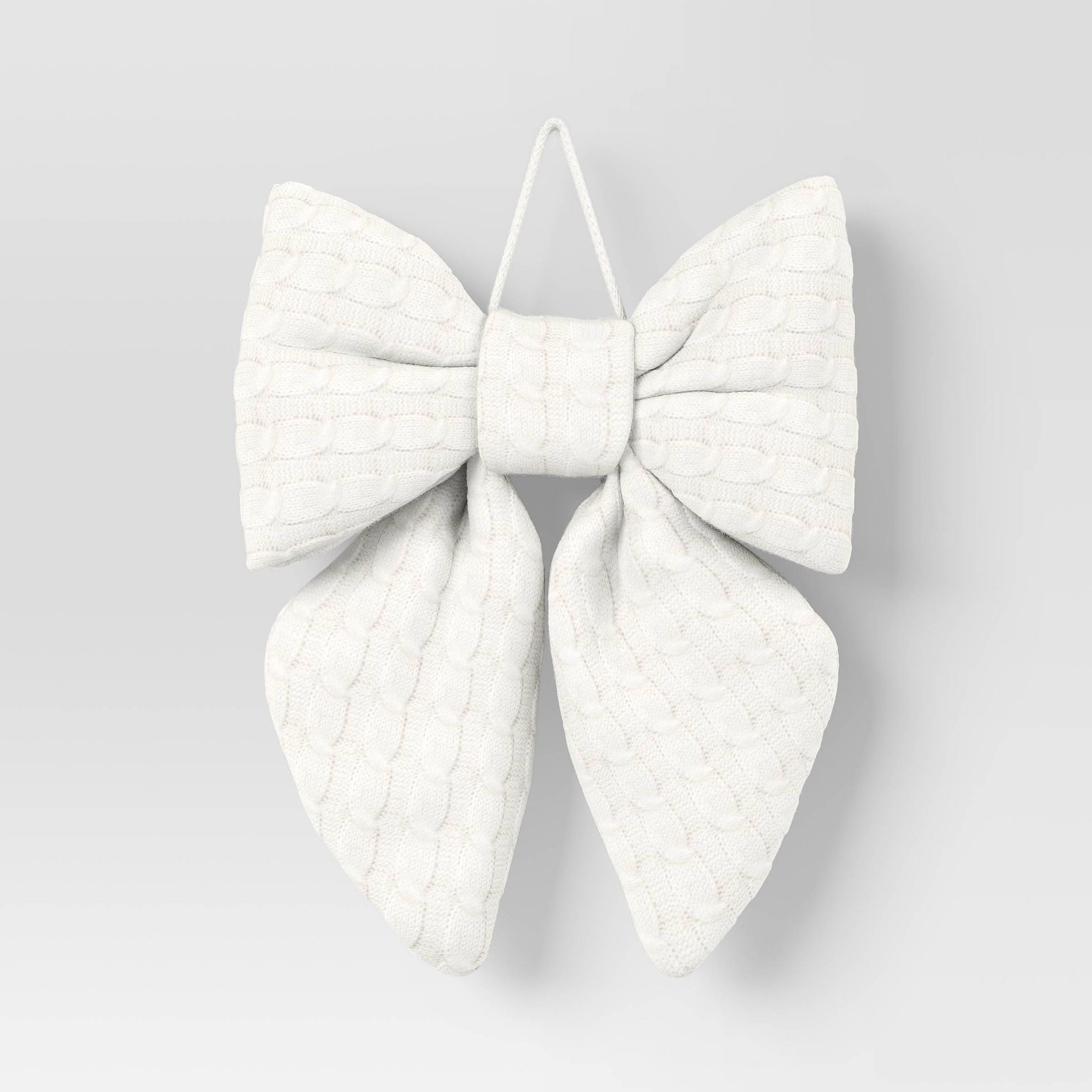 16" Christmas Jumbo Cable Knit Bow Decor White - Wondershop™