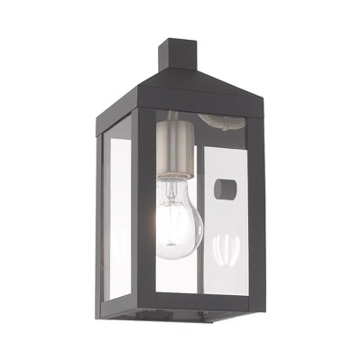 Scandinavian Gray Clear Glass Outdoor Wall Lantern Sconce