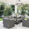Martha Stewart Bedford 4-Piece Indoor-Outdoor Conversation Set with Patio Sofa, 2 Chairs, and Coffee Table in Rattan Wicker with All-Weather Cushions - 2 of 4