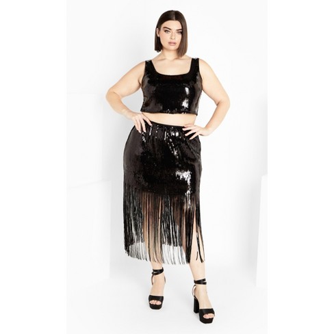 City chic 2025 black sequin skirt