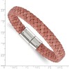 Black Bow Jewelry 11.5mm Stainless Steel & Light Brown Leather Braided Bracelet, 8.25 In - image 4 of 4