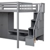 NicBex Full Size Loft Bed Wooden Bunk Bed Bed Frame with Wardrobe, Low Storage Table, Storage Stairs and Guardrail, No Box Spring Required, Gray - 4 of 4