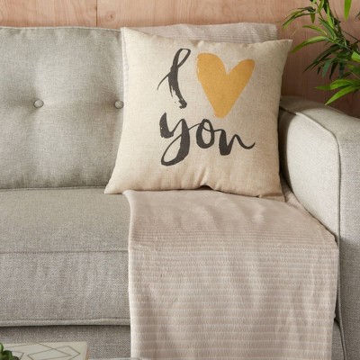 18"x18" I Love You Throw Pillow Natural - Kathy Ireland Home