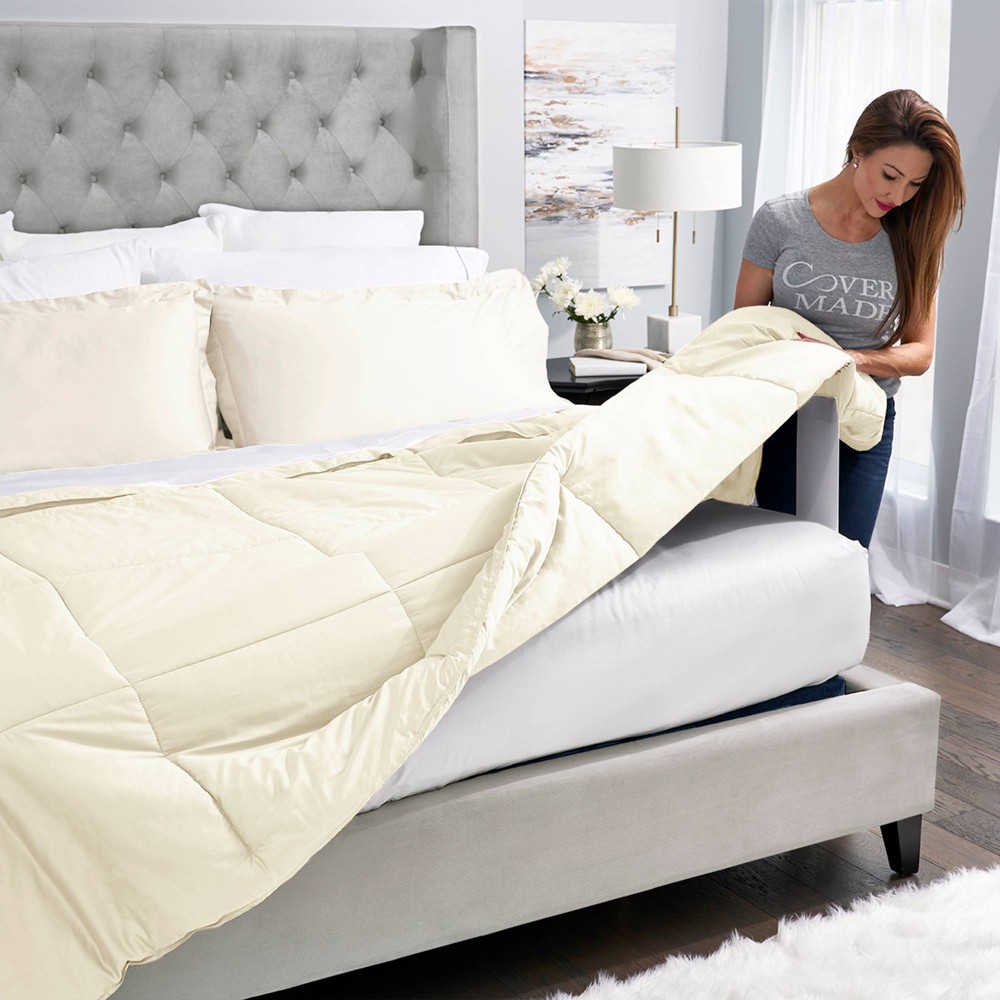 Photos - Duvet Full/Queen Easy Bed Making Down Alternative Comforter Ivory Mist - Coverma