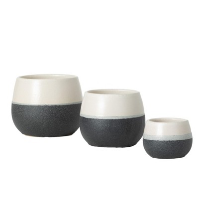 Sullivans Set of 3 Small Ceramic Planters 5"H, 4.5"H, & 3"H Multicolored