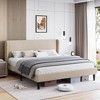 Whizmax Bed Frame with Wingback Headboard, Upholstered Bed Frame with Wood Slats, Sturdy Support Feet, No Box Spring Needed, Easy Assembly - image 3 of 4