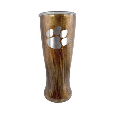 NCAA Clemson Tigers 20oz Woodgrain Stainless Steel Pilsner Glass