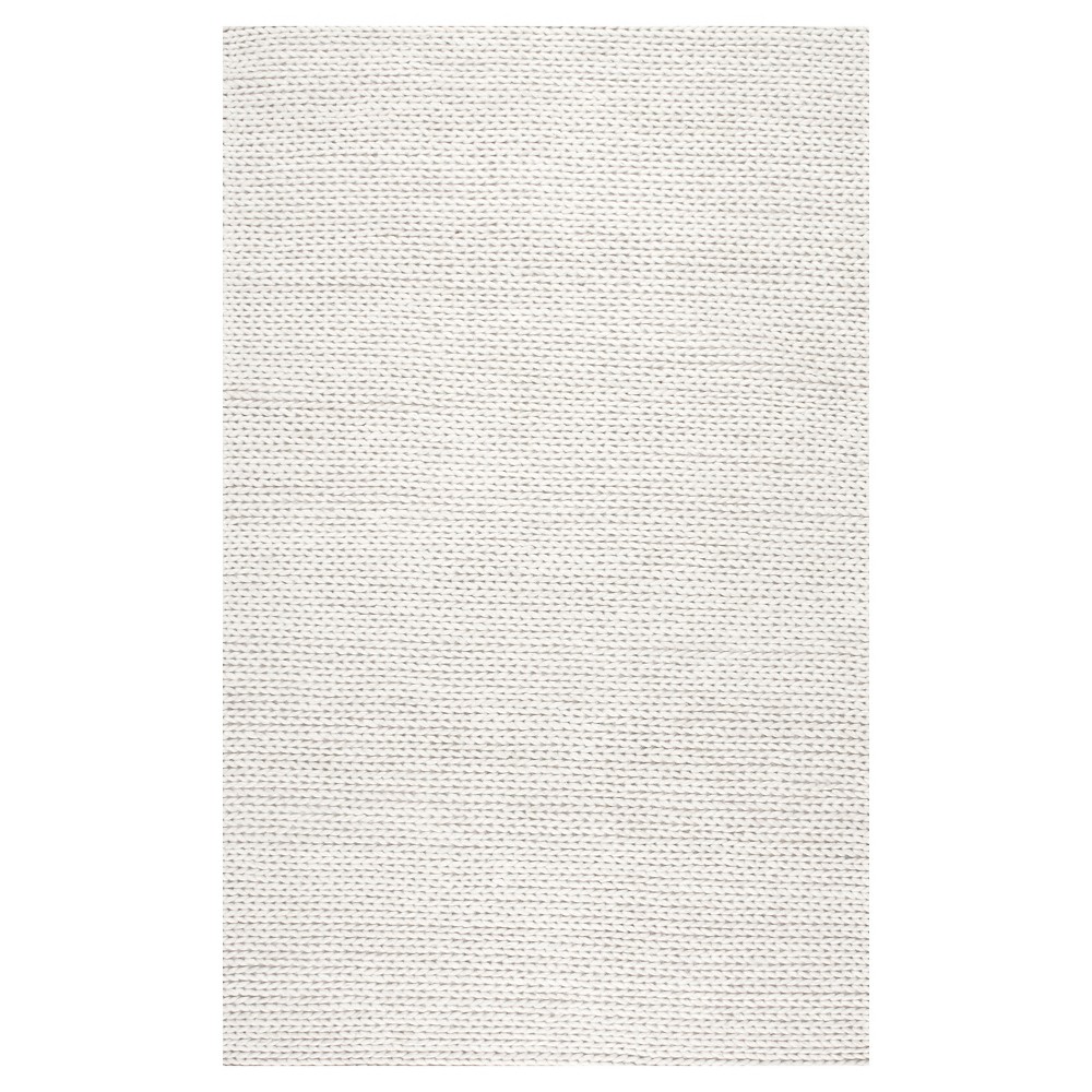 6'x6' Square Hand Woven Chunky Woolen Cable Area Rug Off White - nuLOOM