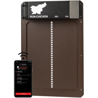 RUN-CHICKEN Automatic Coop Door - Classic with Bluetooth Control (Brown)