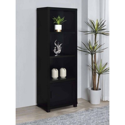Black 3-Shelf Media Tower with Cabinet