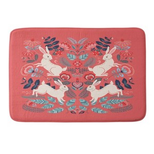 Deny Designs Pimlada Phuapradit Folk Bunnies Memory Foam Bath Rug: Machine Washable, Microfiber, Non-Slip Backing - 1 of 4