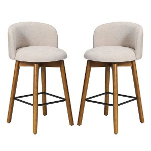 WestinTrends Soho Modern Chenille Upholstered 26" Counter Height Swivel Bar Stools (Set of 2) - 1 of 4
