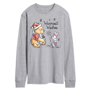 Men's - Winnie the Pooh - Pooh & Piglet Warmest Wishes Christmas Long Sleeve Graphic T-Shirt - 1 of 4