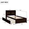 Trundle Bed with Built-in Bookcase Headboard,Wooden Platform Bed with Storage Shelves for Kids Teens,Guest Room-Baofuwish - 4 of 4