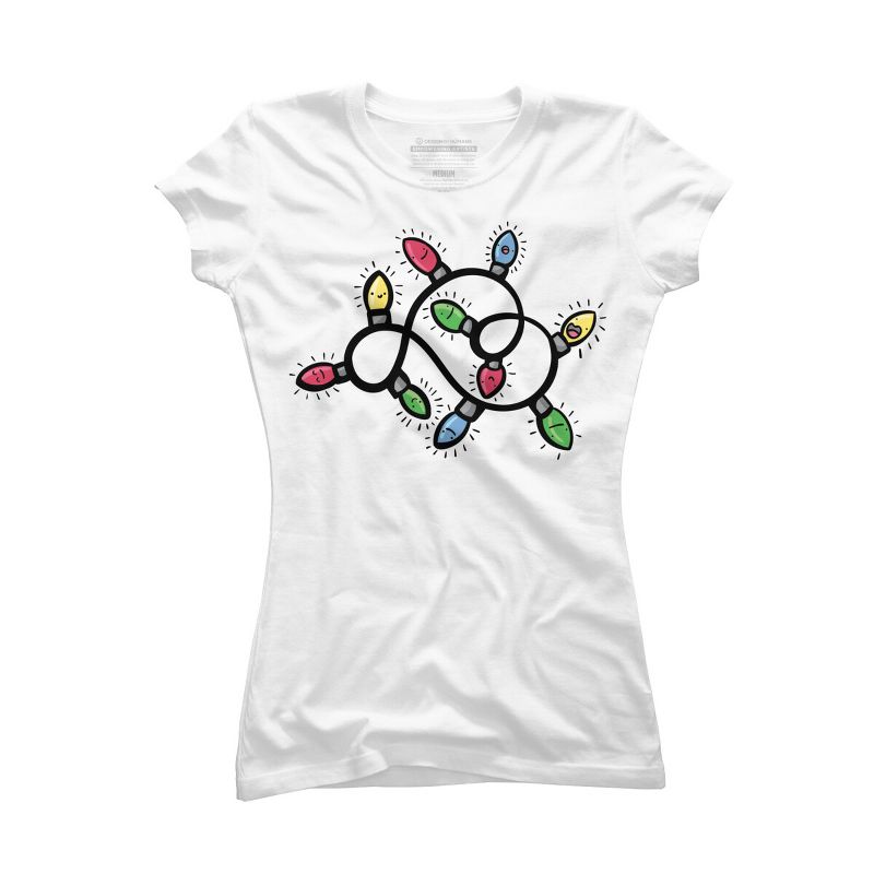 Junior's Design By Humans Christmas Lights By emcgaughey T-Shirt, 1 of 4