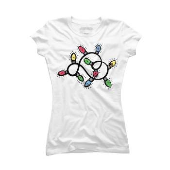 Junior's Design By Humans Christmas Lights By emcgaughey T-Shirt
