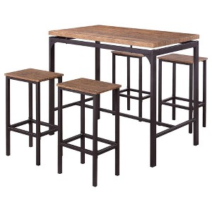 TiramisuBest Walnut Counter Height 5pc Dining Set Walnut Finish Table and 4 Counter Height Chairs - 1 of 4