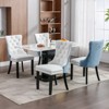 VYNXARIA Modern High-end Tufted Solid Wood Contemporary PU and Velvet Upholstered Dining Chair with Wood Legs Nailhead Trim 2-Pcs Set£¬Black+Gray - 2 of 4