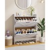 Slim Shoe Storage Cabinet with 2 Drawers, Freestanding Hidden Entryway Shoe Rack, Modern Space-Saving Metal-Leg Organizer Unit - 2 of 4