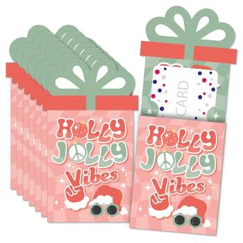 Big Dot of Happiness Groovy Christmas - Pastel Holiday Party Money and Gift Card Sleeves - Nifty Gifty Card Holders - Set of 8