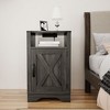 NicBex Nightstand with Charging Station and Open Storage Shelf Modern End Table with Door and Metal Handle for Bedroom,Living Room - 2 of 4