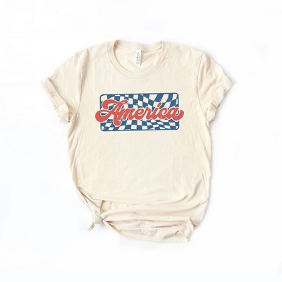 Simply Sage Market Women's Checkered America Short Sleeve Graphic Tee
