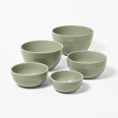 3PC Plastic Mixing Bowl Set with Pour Spots (No Lids) Green - Figmint