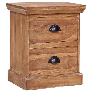vidaXL Bedside Cabinet 15.7"x11.8"x19.7" Solid Teak - 1 of 4