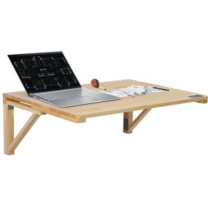 VEVOR Wall Mounted Folding Table, 31.5" x 23.62" Wall Mount Drop Leaf Table, Wooden Floating Desk with Iron Bracket, Fold Down Desk - 1 of 4