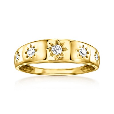 Ross-Simons 0.25 ct. t.w. Diamond Starburst Ring in 18kt Gold Over Sterling