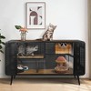 55.12" Cat House with 2 Sliding Tempered Glass Doors, Metal Spacious Pet Kennel - 2 of 4