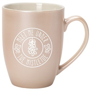 Elanze Designs Meet Me Under The Mistletoe Precious Pearl 10 ounce New Bone China Coffee Cup Mug - 1 of 4
