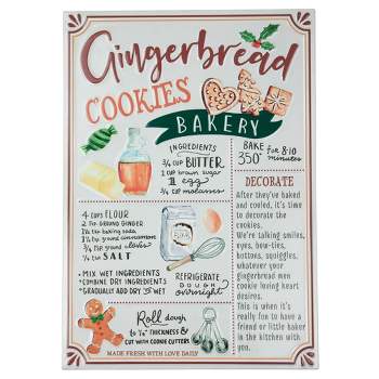 Northlight 17.25" Gingerbread Christmas Cookies Recipe Metal Wall Plaque Sign