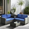 Decksplore Outdoor Lounge Set PE Wicker with Iron Frame Navy Blue Sofa & Coffee Table Combo - 3 of 4